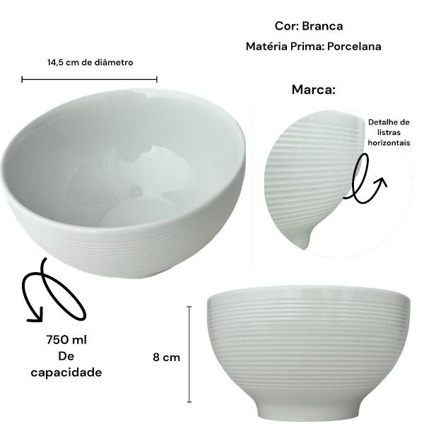 Imagem de 2 Unidades de Bowl Grande Porcelana Branco Brizzard 740ml