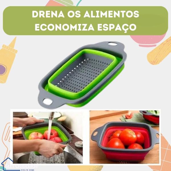 Imagem de 2 Unidades Escorredor Silicone Dobravel Retratil Compacto Multiuso Flexivel Itens de Cozinha Utensílio de Organização