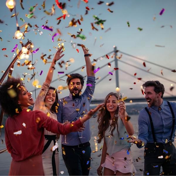 Imagem de 2 Unidades Lança Confete Metalizado Colorido 21cm para Festa e Eventos Chuva de Cores