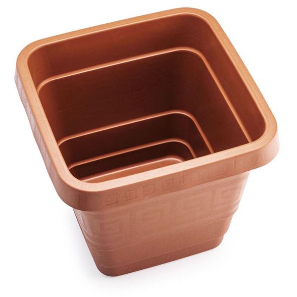 Imagem de 2 Unidades Vasos Gregos 18 Lts Quadrados Terracota De Plástico Para Jardim Suculentas Flores