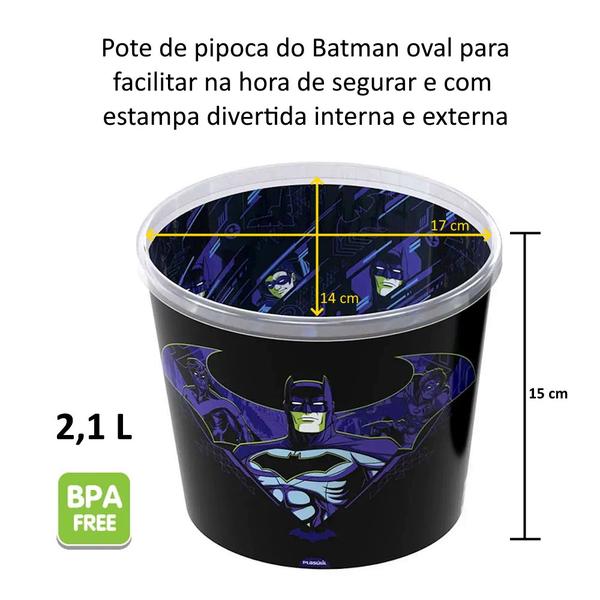 Imagem de 2 Vasilhas para Pipoca Balde Estampado Batman 2.1 Litros