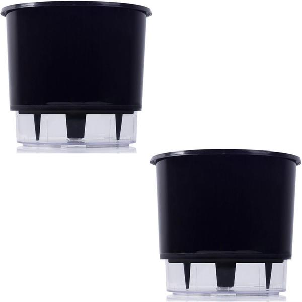 Imagem de 2 Vaso Raiz Autoirrigavel 16x14cm Preto Área Interna Externa