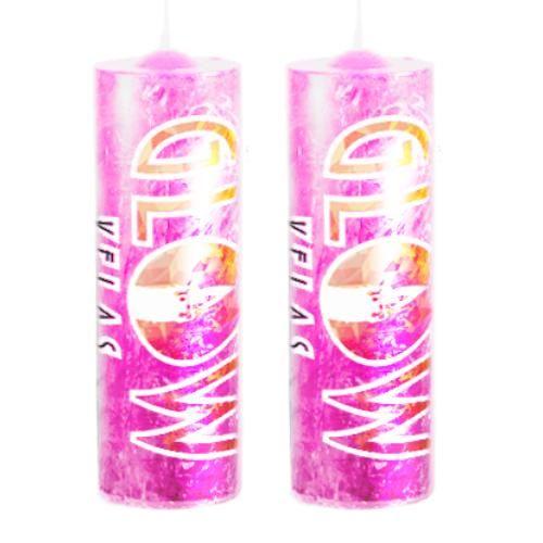 2 Velas De 7 Dias Rosa 100% Parafina Pura 260g - GLOW VELAS Imagem de 2 Velas De 7 Dias Rosa 100% Parafina Pura 260g