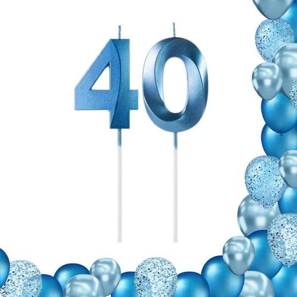 Imagem de 2 Velas De Aniversario Numero Azul Design Idades Diversas