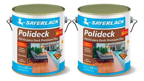 Imagem de 2 Verniz Deck Polideck Madeira Piscina 3,6lt Semibrilho Sayerlack