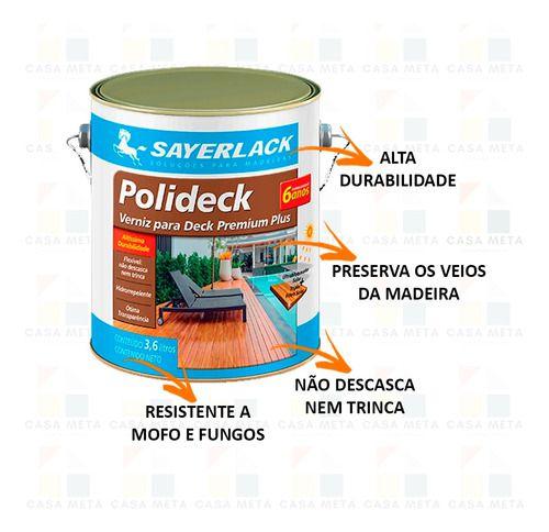 Imagem de 2 Verniz Deck Polideck Madeira Piscina 3,6lt Semibrilho Sayerlack