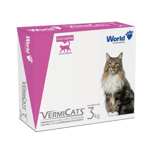 Imagem de 2 x Vermicats Vermifugo Gatos 4comp 600mg 3kg World Pet Shop