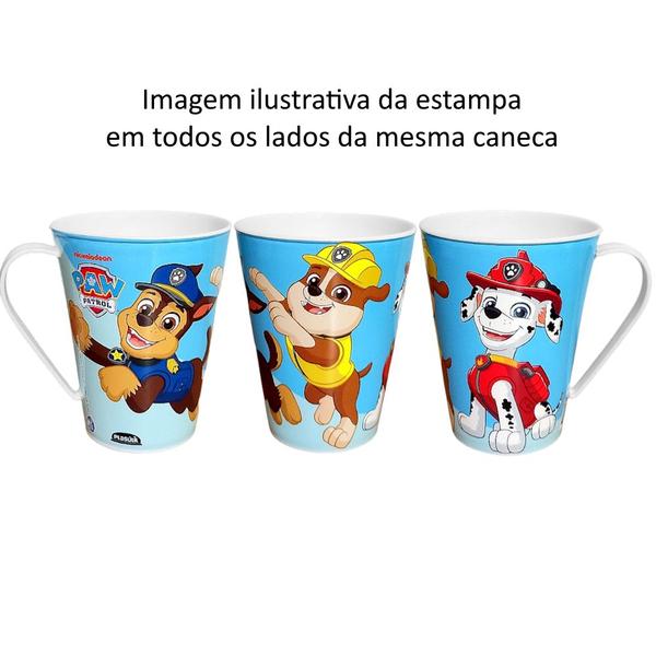 Imagem de 2 Xícaras Caneca Plástica Infantil Patrulha Canina 360ml para Refri Suco Café