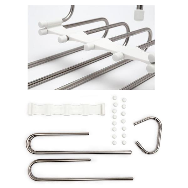 Imagem de 20 Cabides Organizador Multiuso Inox Branco Para Calças 5x1