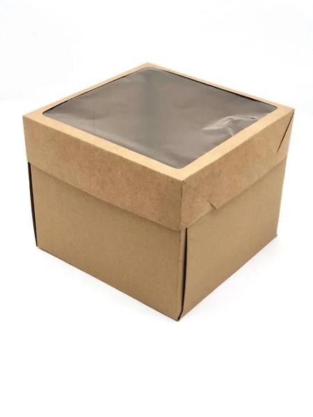 20 Caixas Papel Kraft Abertura Lateral Com Visor Para Bolo - Kaiambá Artefatos de Papéis Ltda Imagem de 20 Caixas Papel Kraft Abertura Lateral Com Visor Para Bolo