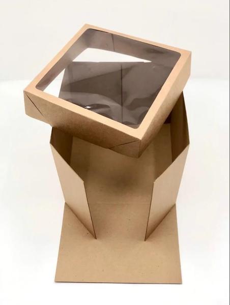 20 Caixas Papel Kraft Abertura Lateral Com Visor Para Bolo - Kaiambá Artefatos de Papéis Ltda Imagem de 20 Caixas Papel Kraft Abertura Lateral Com Visor Para Bolo