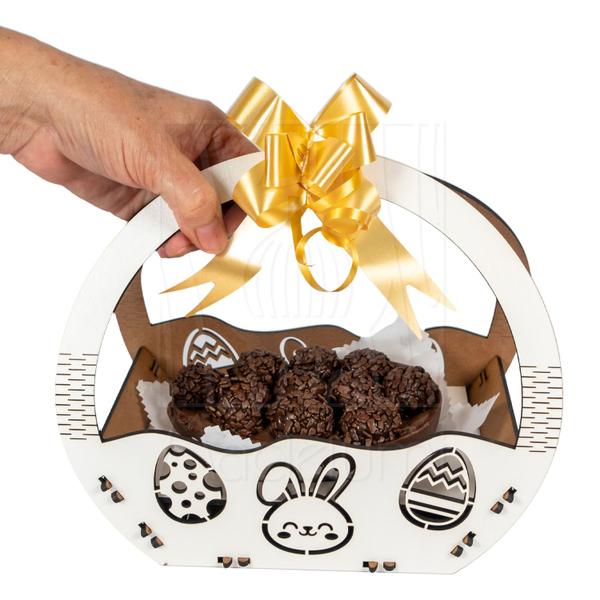 20 Cesta P Páscoa Mdf Branco Ifood Presente Chocolate Ovo - Madelumi Imagem de 20 Cesta P Páscoa Mdf Branco Ifood Presente Chocolate Ovo