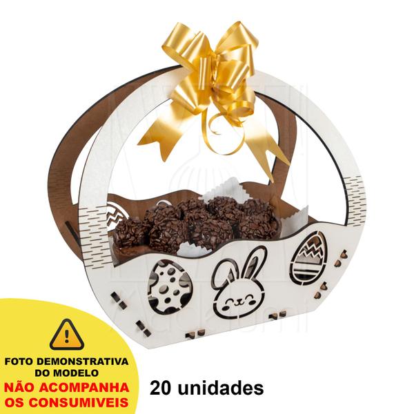 Imagem de 20 Cesta P Páscoa Mdf Branco Ifood Presente Chocolate Ovo