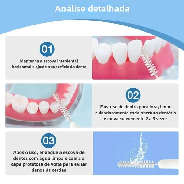 Imagem de 20 Escovas Interdentais Ortodônticas Retas - Para Limpeza de Dentes e Espaços Interdentários