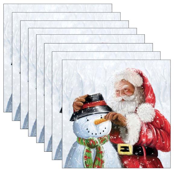 Imagem de 20 Guardanapos para Decoupage Ambiente Papai Noel e Boneco de Neve