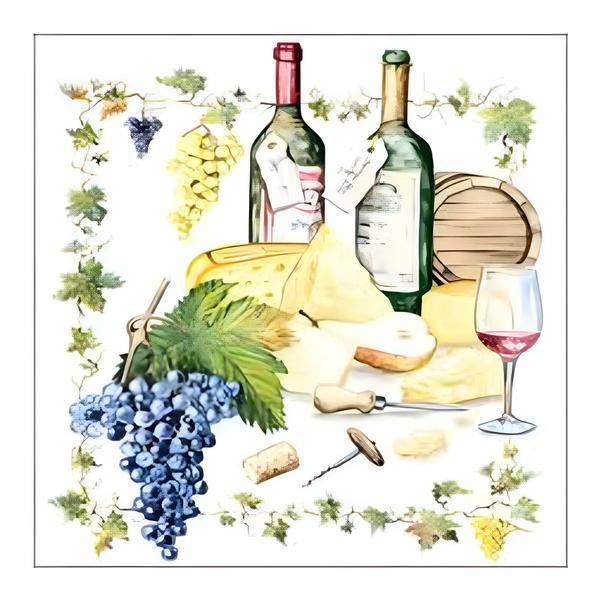 Imagem de 20 Guardanapos para Decoupage Ambiente Wine And Cheese