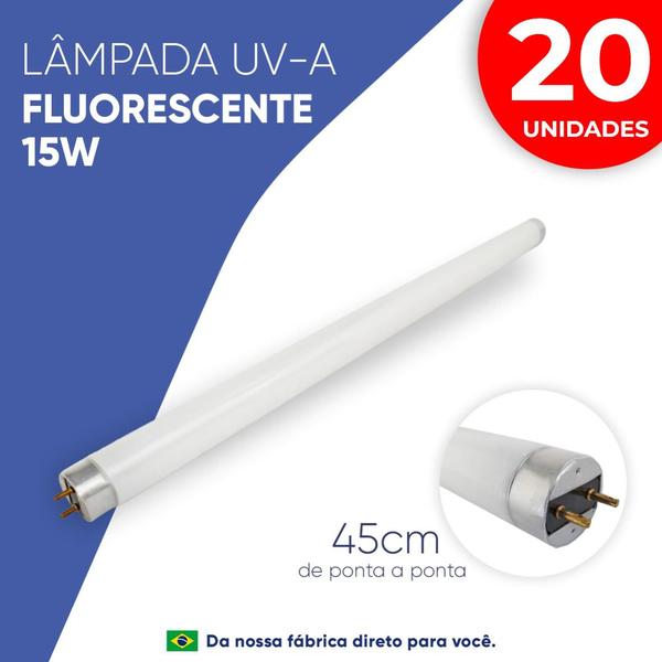 Imagem de 20 Lâmpadas Fluorescente UV-A 15w