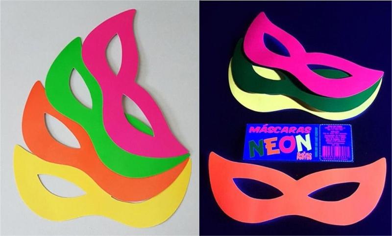 Imagem de 20 Máscaras Adereços Festas Neon Balada Brilha Na Luz Negra
