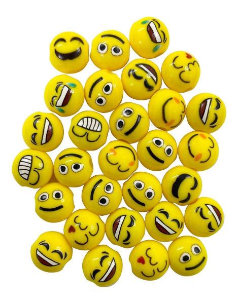 Imagem de 20 Miçangas Carinhas Emoji Infantil 12mm Para Colar Pulseira