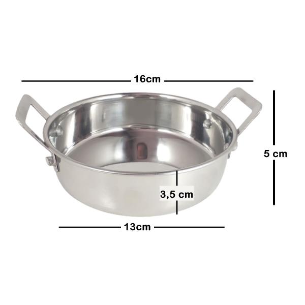 Imagem de 20 mini panelinha caçarola inox luxe p/ servir c/ alça m2