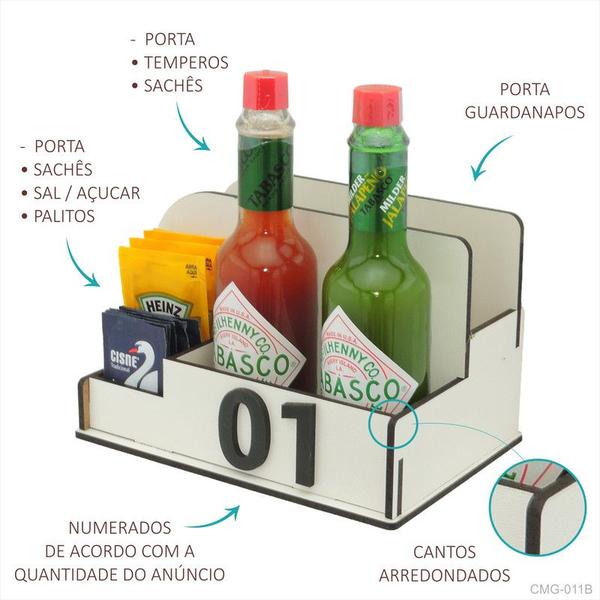 20 Organizador de Mesa Porta Sachê Sal Pimenta Guardanapo Lanchonete Branco - Modernarte Imagem de 20 Organizador de Mesa Porta Sachê Sal Pimenta Guardanapo Lanchonete Branco