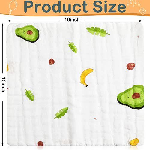 Imagem de 20 Pack Baby Muslin Burp Panos Baby Wash Cloths com pele sensível 6 camadas de algodão toalhas de rosto bebê toalha de banho ótimo para crianças de bebê 10 x 10 polegadas