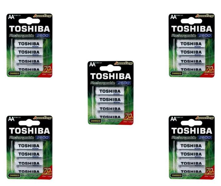 Imagem de 20 Pilhas Aa Recarregáveis Toshiba 2600 Mah Alto Desempenho