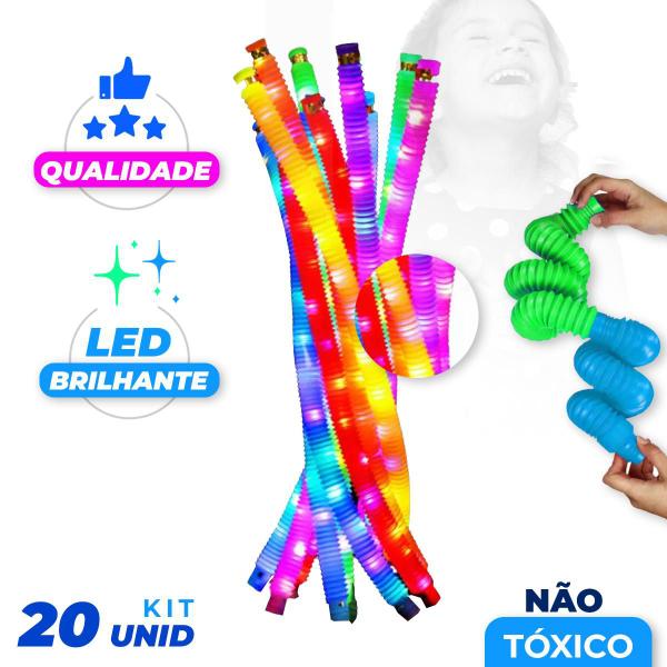 Imagem de 20 Poptube Com Led Tubo Fidget Tube Toys Folding Pop It