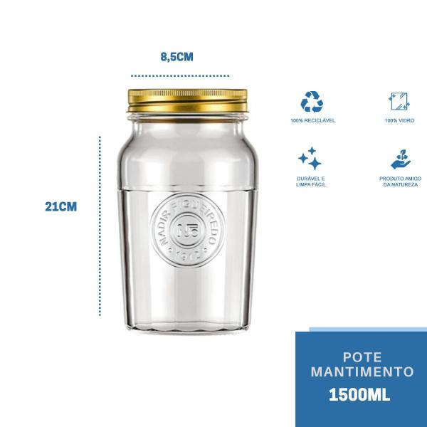 20 Pote Americano Mantimento Café Vidro Vintage 1,5L Nadir - NADIR FIGUEREIDO Imagem de 20 Pote Americano Mantimento Café Vidro Vintage 1,5L Nadir