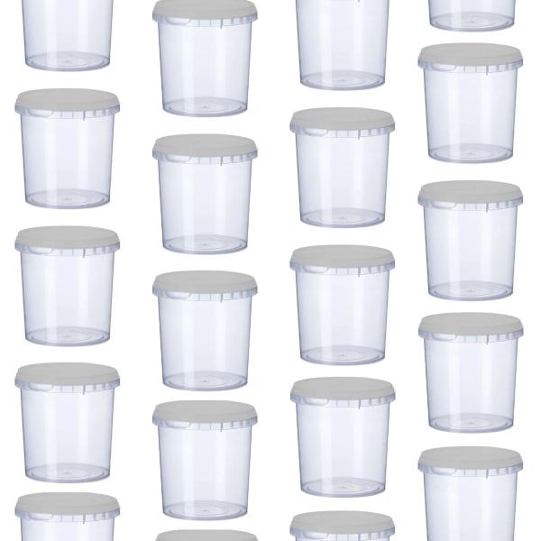 Imagem de 20 Potes Para Alimentos 500ML Transparente Com Tampa 11x9,5