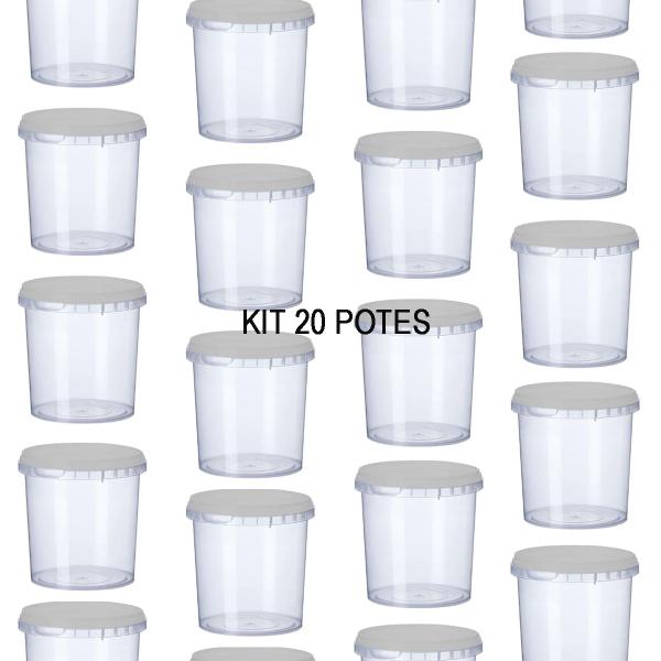 Imagem de 20 Potes Para Alimentos 900ML Transparente Com Tampa 13x9,5