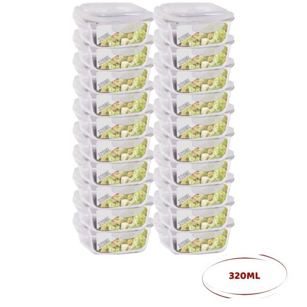 Imagem de 20 Potes Vidro Hermético 320ml Fitness Reeducação Alimentar