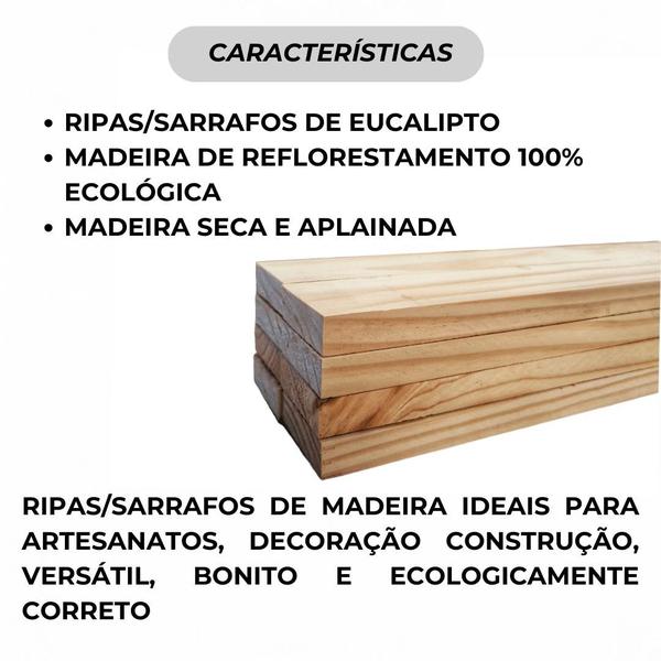 Imagem de 20 Ripas Sarrafos 1x7x100 cm Madeira de Pinus Artesanato