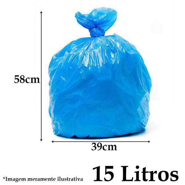 Imagem de 20 Sacos lixo almofada azul capacidade 15 litros fácil destacar econômico cozinha escritório Sanremo