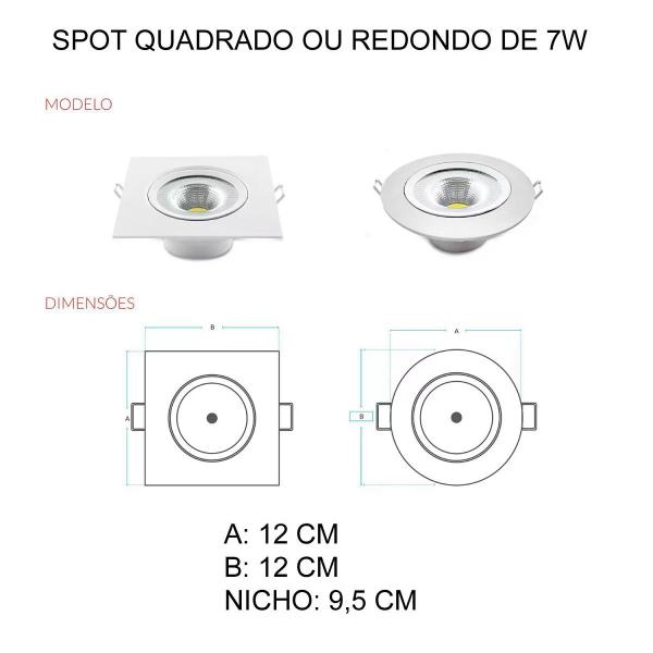 Imagem de 20 Spot Led Embutir direcionável 7w Quadrado 3000k Avant