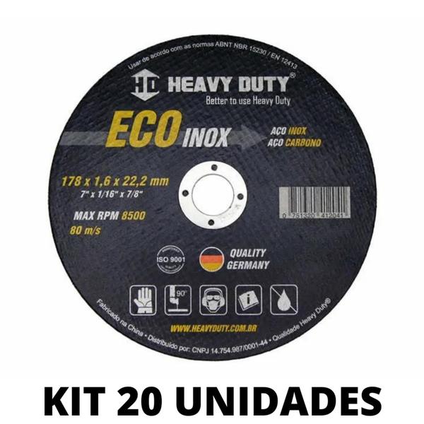 Imagem de 20 Unidades de Disco de Corte Ecoinox 177,8X1,6X22,2 - HEAVY DUTY