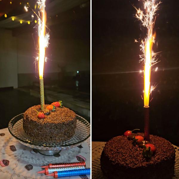 Imagem de 20 Velas Vulcao Cascata Indoor P/Garrafa Champanhe Bebidas Jupiter Fontana Aniversario Bolo Sem Fumaça Dourada Camarote