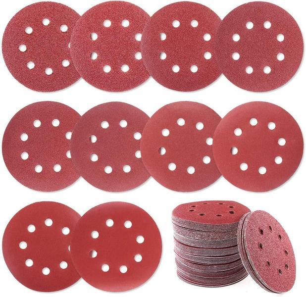 20 X Lixas Disco Grão 5 Polegadas 125Mm 8 Furos Lixadeira - Kaqi Imagem de 20 X Lixas Disco Grão 5 Polegadas 125Mm 8 Furos Lixadeira