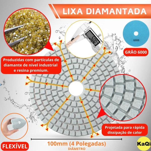 20 X Lixas Discos Grão Liso 4 Pol.100Mm Diamantada Granito - Kaqi Imagem de 20 X Lixas Discos Grão Liso 4 Pol.100Mm Diamantada Granito