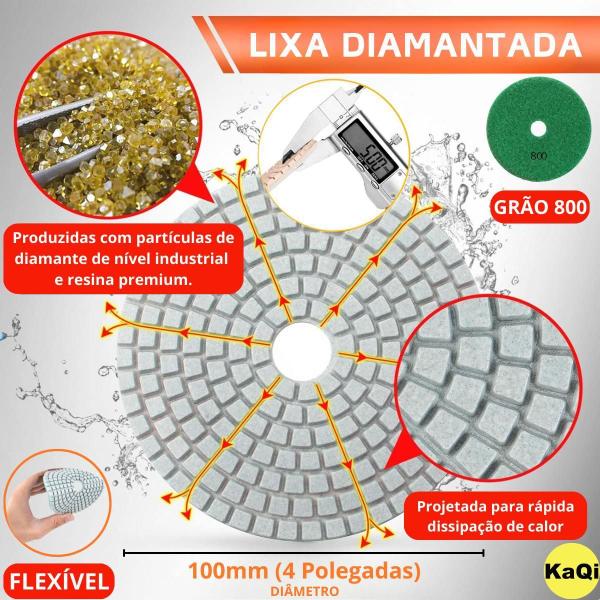 20 X Lixas Discos Grão Liso 4 Pol.100Mm Diamantada Granito - Kaqi Imagem de 20 X Lixas Discos Grão Liso 4 Pol.100Mm Diamantada Granito
