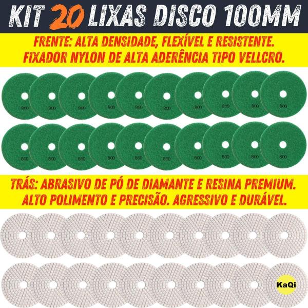 20 X Lixas Discos Grão Liso 4 Pol.100Mm Diamantada Granito - Kaqi Imagem de 20 X Lixas Discos Grão Liso 4 Pol.100Mm Diamantada Granito