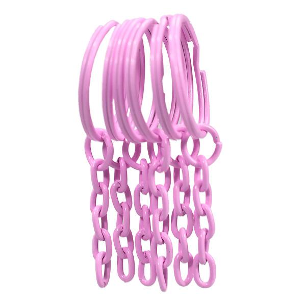 Imagem de 200 Argola Artesanal Para Chaveiro 23mm + 200 Triangulo Rosa Bebe