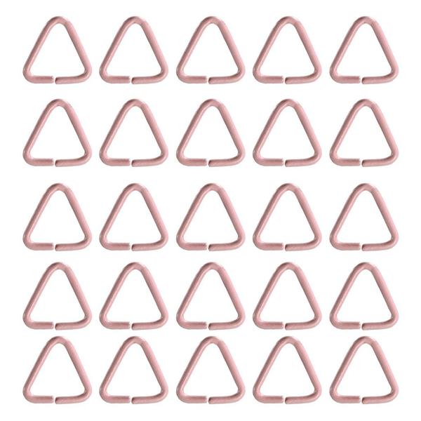 Imagem de 200 Argola Artesanal Para Chaveiro 23mm + 200 Triangulo Rosa Bebe