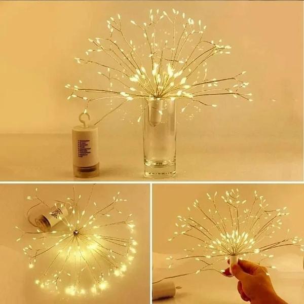 Imagem de 200 LED Decorações De Natal Dandelion Fogos De Artifício Lâmpada Festão Com Controle Remoto 8 Modos