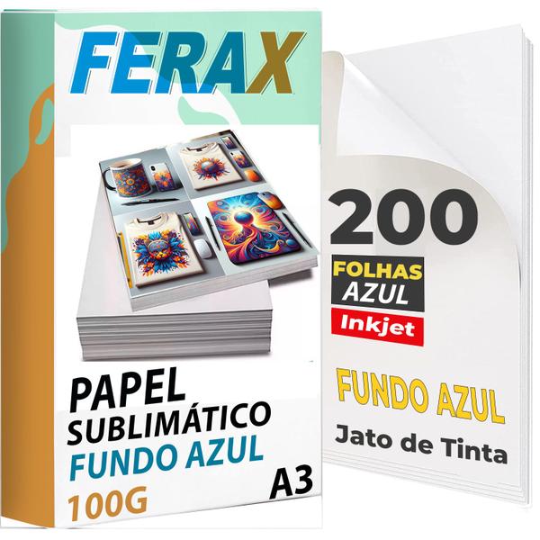 Imagem de 200 Papel Sublimatico Azul 100g A3 - Para Impressora Jato de Tinta