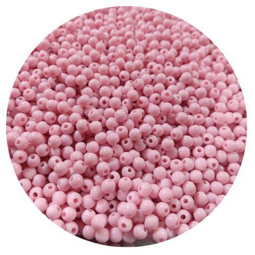 Imagem de 200 pçs miçanga bola lisa 4mm rosa p/ bijuterias, colares, pulseiras e artesanatos em geral
