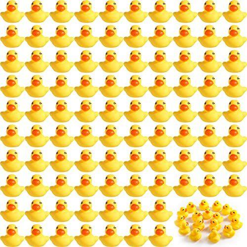 Imagem de 200 Pcs Mini Patos de Borracha em Massa Amarelo Pequeno Chuveiro Patos Flutuam Banheira de Banho Patos Brinquedo pré-escolar banho para presente de festa de aniversário (1,57 x 1,57 x 1,18 polegada,amarelo)