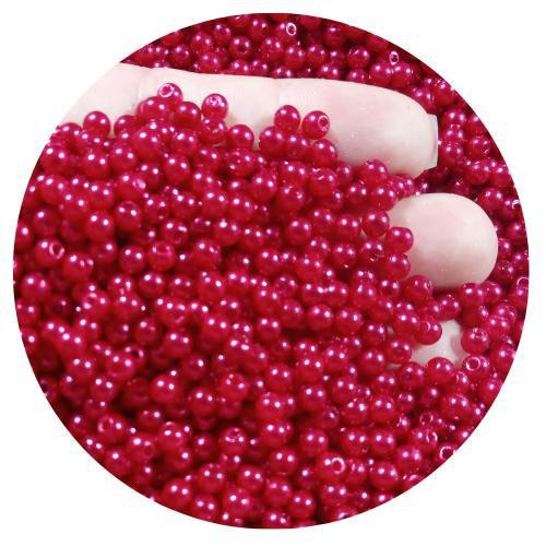 Imagem de 200 pçs pérola bola lisa 4mm vermelho p/ bijuterias, colares, pulseiras e artesanatos em geral