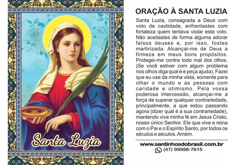 Imagem de 200 Santinho de Santa Luzia (oração no verso) - 7x10 cm