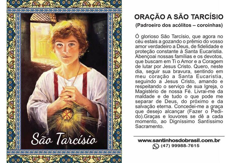 200 Santinho São Tarcísio (oração no verso) - 7x10 cm - Santinhos do Brasil Imagem de 200 Santinho São Tarcísio (oração no verso) - 7x10 cm